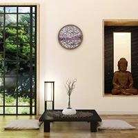 Wandklok 40 cm - Geruisloos - Paars - Hout - "Yogi" - thumbnail