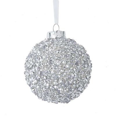 White & Silver kunststof h8 cm Ornament kerstbal IX Kurt S. Adler - Kurt s adler