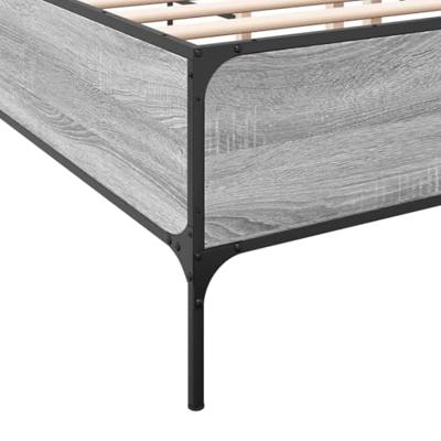 Bedframe bewerkt hout metaal grijs sonoma eiken 140x200 cm