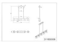 Trio 5-lichts hanglampKaprun recht 92cm - 311600506 - thumbnail