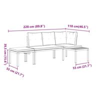 4-delige Loungeset met kussens gepoedercoat staal zwart - thumbnail