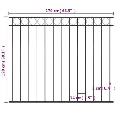 VidaXL Schuttingpaneel staal 1,7x1,5 m zwart VidaXL Schuttingpaneel staal 1,7x1,5 m zwart