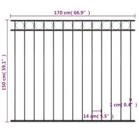 Schuttingpaneel 1,7x1,5 m staal zwart - thumbnail