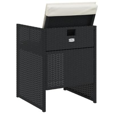 Tuinstoelen 4 st met kussens poly rattan zwart - thumbnail