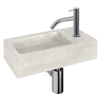 Differnz Ravo fonteinset - 38.5x18.5x9cm - Rechthoek - 1 kraangat - Gebogen chromen kraan - Beton Grijs 38.005.07 - thumbnail