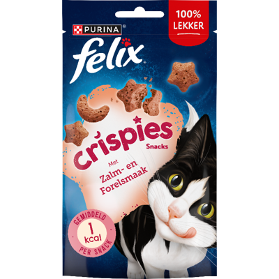 Felix Crispies met zalm- & forelsmaak kattensnacks 8 x 45 g Felix Crispies met zalm- & forelsmaak kattensnacks 8 x 45 g