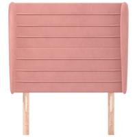 Hoofdbord met randen 83x23x118/128 cm fluweel roze - thumbnail