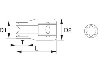 Bahco Slagdop 3/8" | zeskant | gefosfateerd | E8 TORX® - K7401TORX-E8