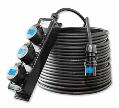 5 meter verlengkabel 16A 3-polig 3 x 2,5mm² 2300V zwart IP44 verdeeldoos