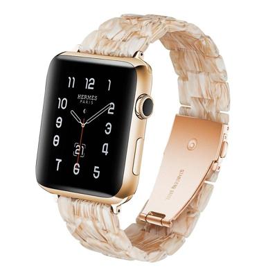 Simple Fashion Resin Watch Strap for Apple Watch Series 5 & 4 44mm & Series 3 & 2 & 1 42mm(Silk White)