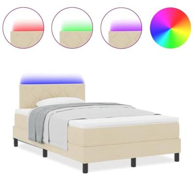 Boxspring bed met matras met hoofdeinde Crème 120 x 200 cm Stof