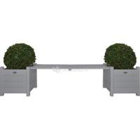 Farm Folklore houten tuinbank met bloembakken grijs - thumbnail