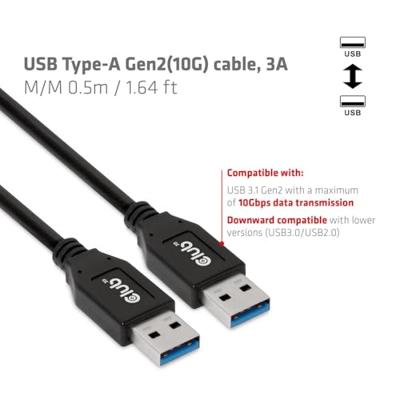club3D CAC-1409 USB-kabel 0.50 m Zwart