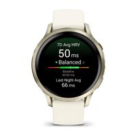 Garmin Venu 4, 41mm, Premium smartwatch met GPS, AMOLED-touchscreen, LED-zaklamp, Geavanceerde gezondheids- en fitnessfuncties, Tot 10 dagen batterijduur, Lunar Gold/Bone - thumbnail
