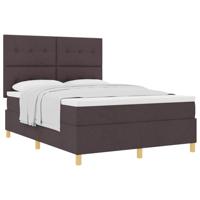 Boxspringbed met matras Donkerbruin 140 x 190 cm Stof - thumbnail