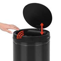 Prullenbak met automatische sensor 70 L koolstofstaal zwart - thumbnail