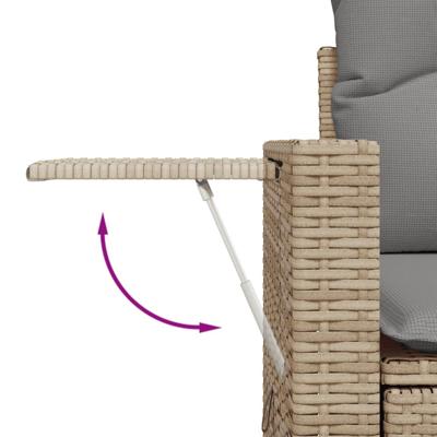 5-delige Loungeset met kussens poly rattan beige - thumbnail