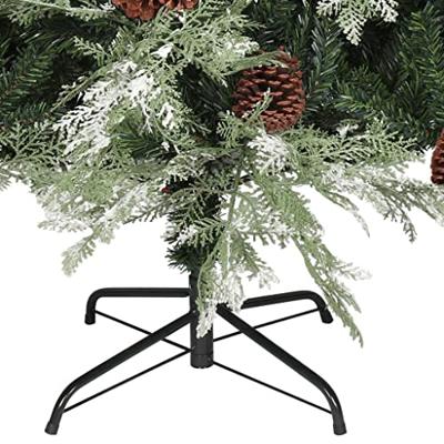VidaXL Kerstboom met dennenappels 225 cm pvc en pe groen en wit