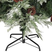 VidaXL Kerstboom met dennenappels 225 cm pvc en pe groen en wit - thumbnail