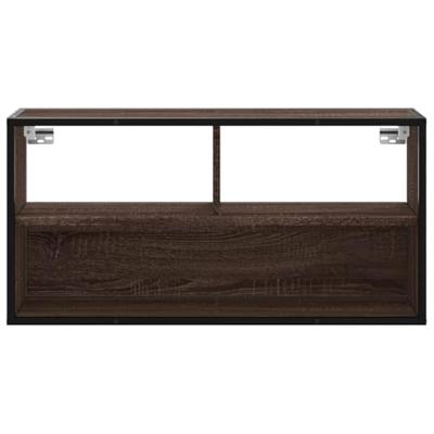 Tv-meubel 80x31x39,5 cm bewerkt hout metaal bruin eikenkleurig Tv-meubel 80x31x39,5 cm bewerkt hout metaal bruin eikenkleurig