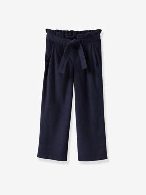 Wijde, fluwelen meisjesbroek CYRILLUS marineblauw Wijde, fluwelen meisjesbroek CYRILLUS marineblauw