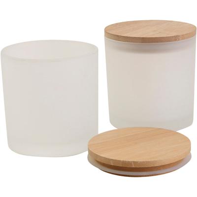 Glazen potten met houten deksels, H: 9 cm, d 8 cm, afm 8 cm, 315 ml, 12 stuk/ 1 doos