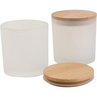 Glazen potten met houten deksels, H: 9 cm, d 8 cm, afm 8 cm, 315 ml, 12 stuk/ 1 doos - thumbnail