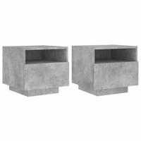 Nachtkastjes met LED-verlichting 2 st 40x39x37 cm betongrijs - thumbnail