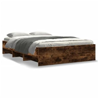 Bedframe bewerkt hout gerookt eikenkleurig 135x190 cm