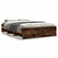 Bedframe bewerkt hout gerookt eikenkleurig 135x190 cm - thumbnail