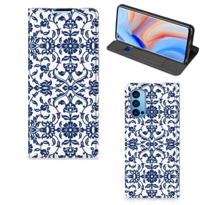 OPPO Reno4 Pro 5G Smart Cover Flower Blue OPPO Reno4 Pro 5G Smart Cover Flower Blue