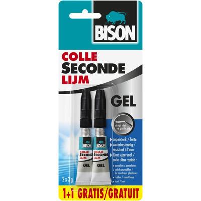 Bison secondelijm, tube van 3 g, blister van 2 stuks (1 + 1 GRATIS) Bison secondelijm, tube van 3 g, blister van 2 stuks (1 + 1 GRATIS)