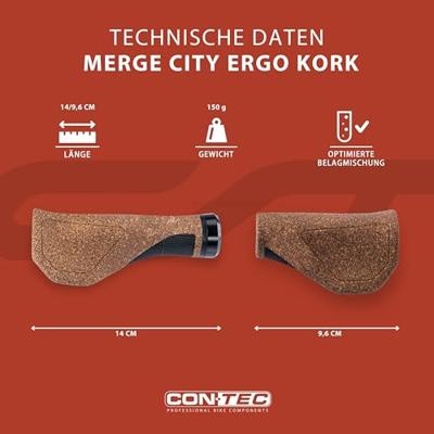 CONTEC handvatten "merge city ergo kork" ct grips merge city ergo cork, 96/140mm
