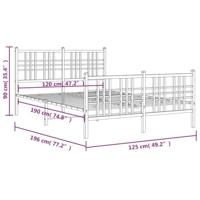 Bedframe met hoofd- en voeteneinde metaal wit 120 x 190 cm - thumbnail