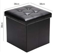 Opvouwbare poef met opslag zwart - thumbnail