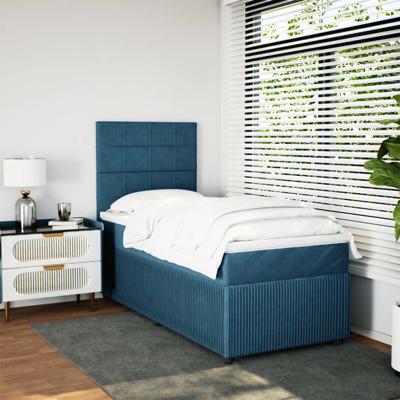 Boxspring met matras fluweel blauw 120x200 cm - thumbnail