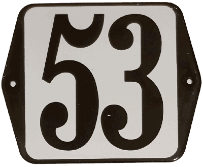 Huisnummer naambordje standaard 15x12 cm nummer 53 - Warentuin mix