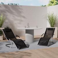 Ligbed met kussen aluminium en textileen zwart - thumbnail