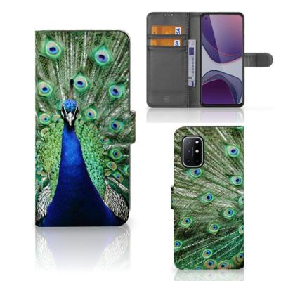 OnePlus 8T | Telefoonhoesje | Met pasjeshouder | Pauw