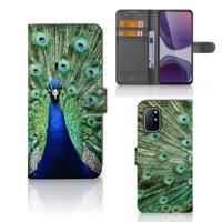 OnePlus 8T | Telefoonhoesje | Met pasjeshouder | Pauw - thumbnail