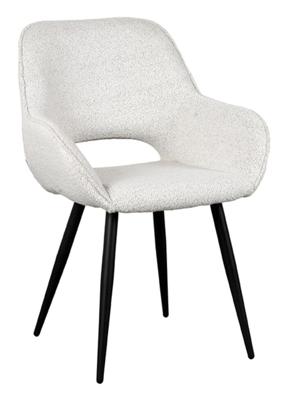 LABEL51 Eetkamerstoel Fer - Wit - Boucle - Black Frame