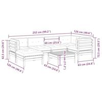 7-delige Loungeset met kussens massief grenenhout wasbruin - thumbnail