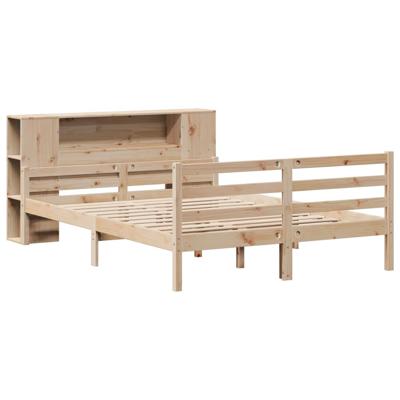 Bed met boekenkast zonder matras massief grenenhout 135x190 cm - thumbnail