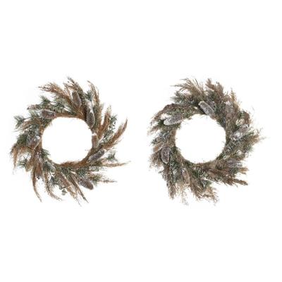 Kerstkroon DKD Home Decor Bloem (60 x 10 x 60 cm) (2 Stuks)