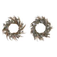 Kerstkroon DKD Home Decor Bloem (60 x 10 x 60 cm) (2 Stuks) - thumbnail