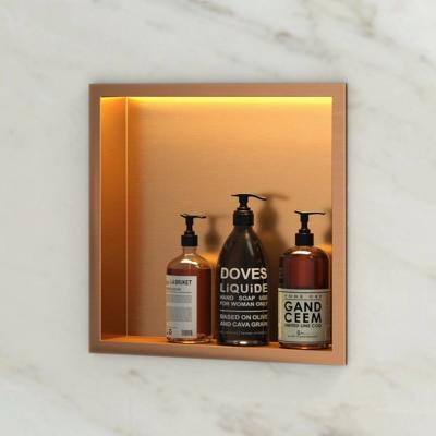 Inbouwnis Met LED Verlichting Aquasplash Lucio 30x30 Mat Rose Goud Aquasplash