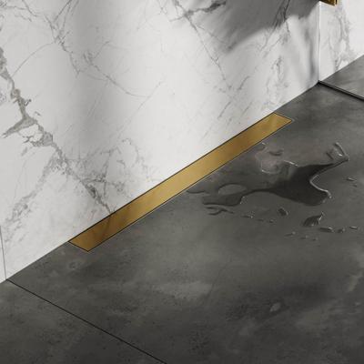 Brauer Douchegoot met Multifunctioneel Rooster en Flens Voor Wandmontage - 80 cm - Goud Geborsteld Pvd