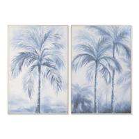 Canvas Home ESPRIT Blauw Wit Palmen Tropisch 82,5 x 3,5 x 122,5 cm (2 Stuks) - thumbnail