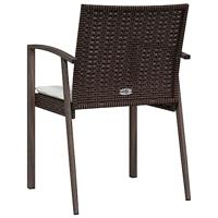 Tuinstoelen 2 st met kussens 56,5x57x83 cm poly rattan bruin - thumbnail