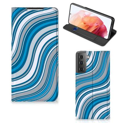 Samsung Galaxy S21 | Hoesje met Magneet | Waves Blue Samsung Galaxy S21 | Hoesje met Magneet | Waves Blue